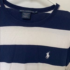Blue and White Stripe Ralph Lauren Sport Tee